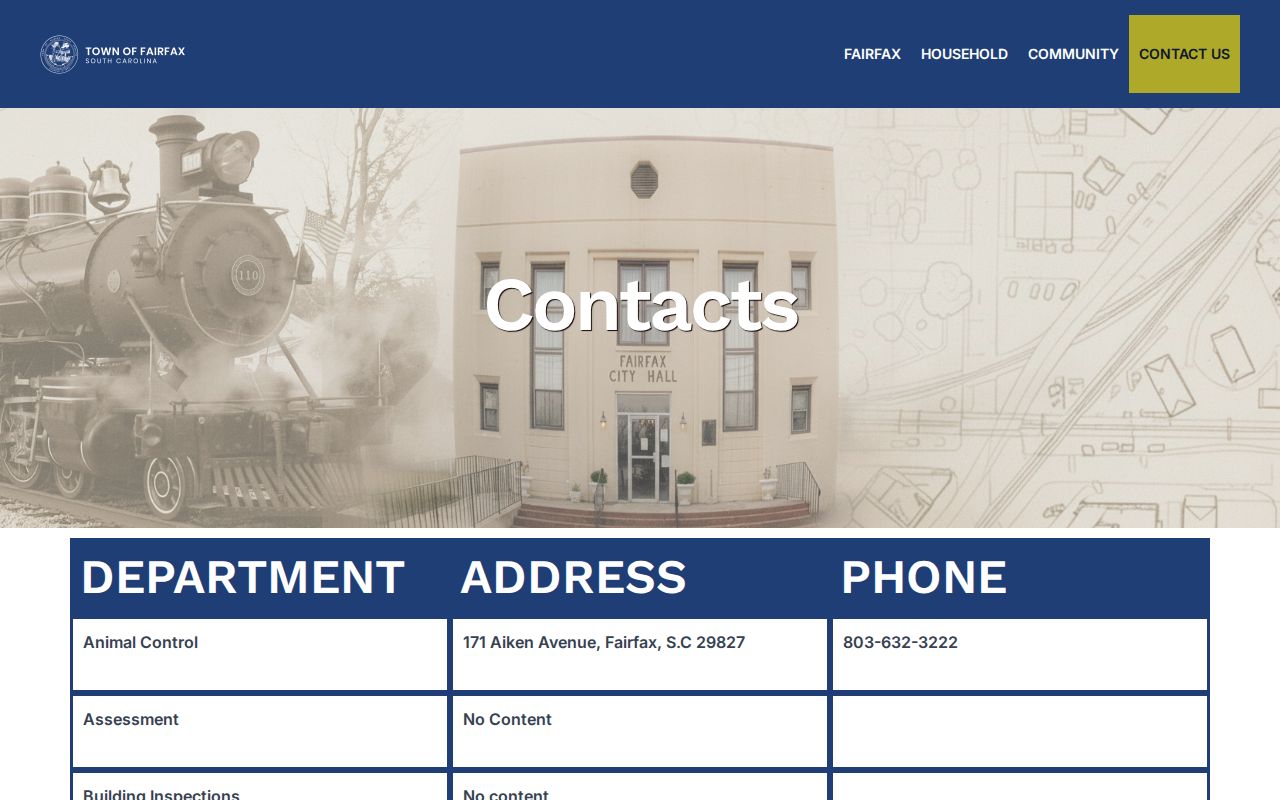 Fairfax Allendale County warrant records and official town contact information